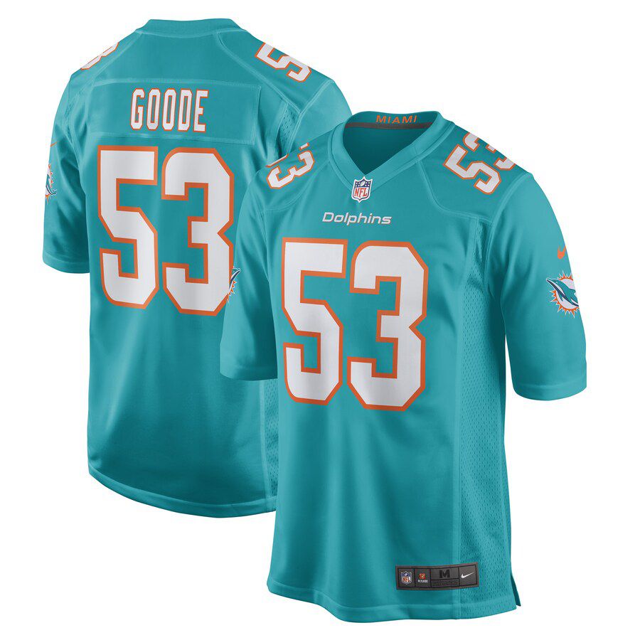 Men Miami Dolphins #53 Cameron Goode Nike Aqua Game Player NFL Jersey
